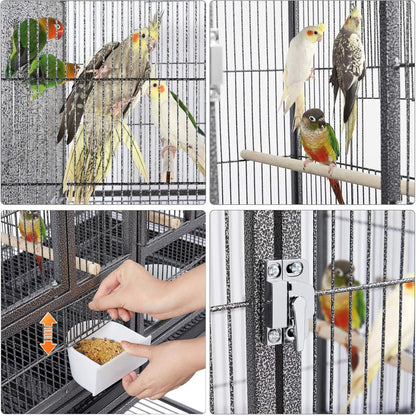 41.5" Stackable Divided Breeder Cage for Small Birds with Mobile Stand in Black