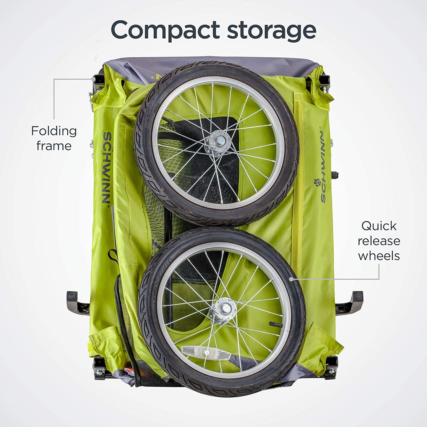 Rascal Pet Trailer, Holds Pets up to 50 or 100 Lb, Universal Coupler, Folding Frame, Quick-Release Wheels, Rear Doggy Door, Leash, Washable Liner, Bug Screen,  Bike Trailer for Pets