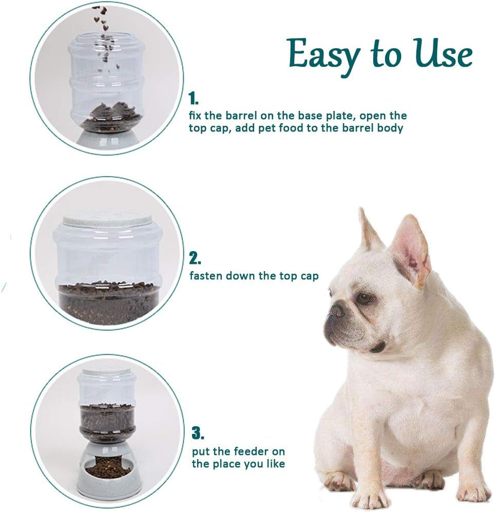 Automatic Pet Feeder with 1-Gallon Capacity for Cats and Small Dogs - Durable Gravity Food Dispenser