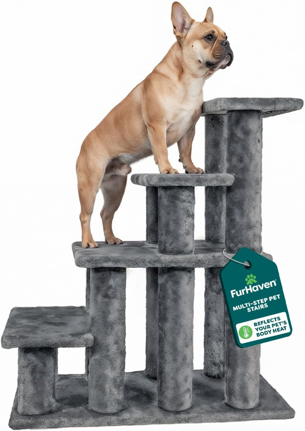 Steady Paws Multi-Step Pet Stairs for High Beds & Sofas - Gray, 4-Step