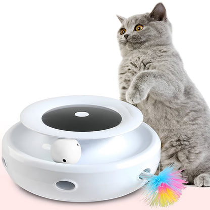 2-In-1 Interactive Cat Toys for Indoor Cats - Motion-Activated Balls and Mice with Feathers, Includes USB Charging and Batteries
