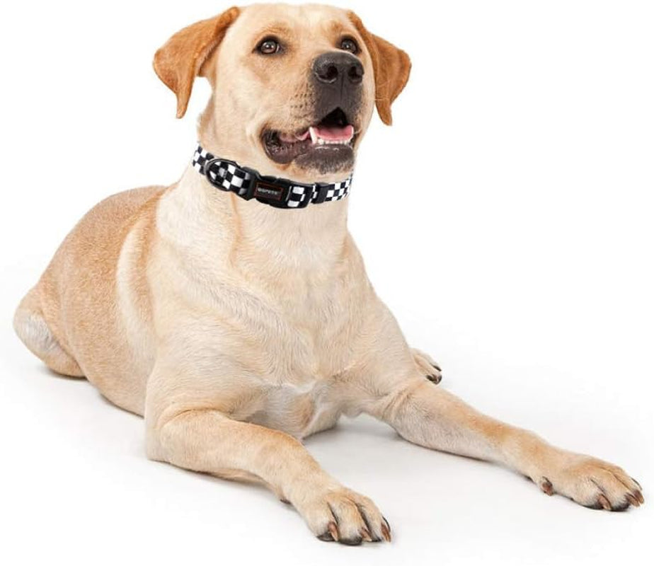 Adjustable Soft Dog Collar: Print Flower Pink Multicolor Cute Patterns for XS Small Medium Large Pet Girl Boy Puppy Walking Running Training (S, Plaid)