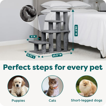 Steady Paws Multi-Step Pet Stairs for High Beds & Sofas - Gray, 4-Step