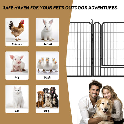 16 Panels Heavy-Duty Metal Playpen with Door, 39.37' H Dog Fence Pet Exercise Pen for Outdoor, Indoor