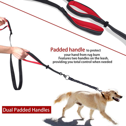 Double Dog Leash, 360° Swivel No Tangle Dog Walking Leash for 2 Dogs up to 200Lbs, Comfortable Adjustable Dual Padded Handles