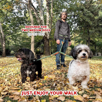 Exquisite Double Dog Leash Coupler with Tangle-Free Swivel. Premium & Versatile Attachment for Walking Two Dogs. You Will Absolutely Love This Amazing Dual Dog Coupler (Khaki & Orange)