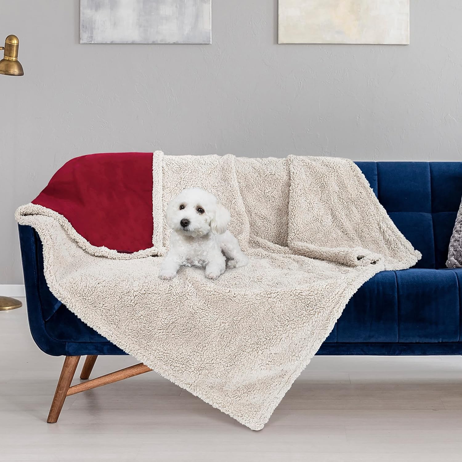 Reversible Waterproof Pet Blanket for Couches, Beds, and Sofas - Washable Furniture Protector for Large Dogs Against Fur, Dirt, and Accidents