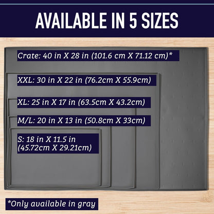 Dog Food Mat - Waterproof Cat & Dog Bowl Mat for Food and Water, Silicone Pet Feeding Mats for Floors, Non-Slip Placemat with High Edges, Puppy Essentials (XXL: 30"X22", Black)