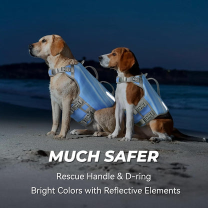 Neoprene Dog Life Vest, Dog Life Jacket for Swimming & Boating, Lightweight & Buoyancy for Puppy Doggy, Swimming Vest with Handle, XS, Blue Wave