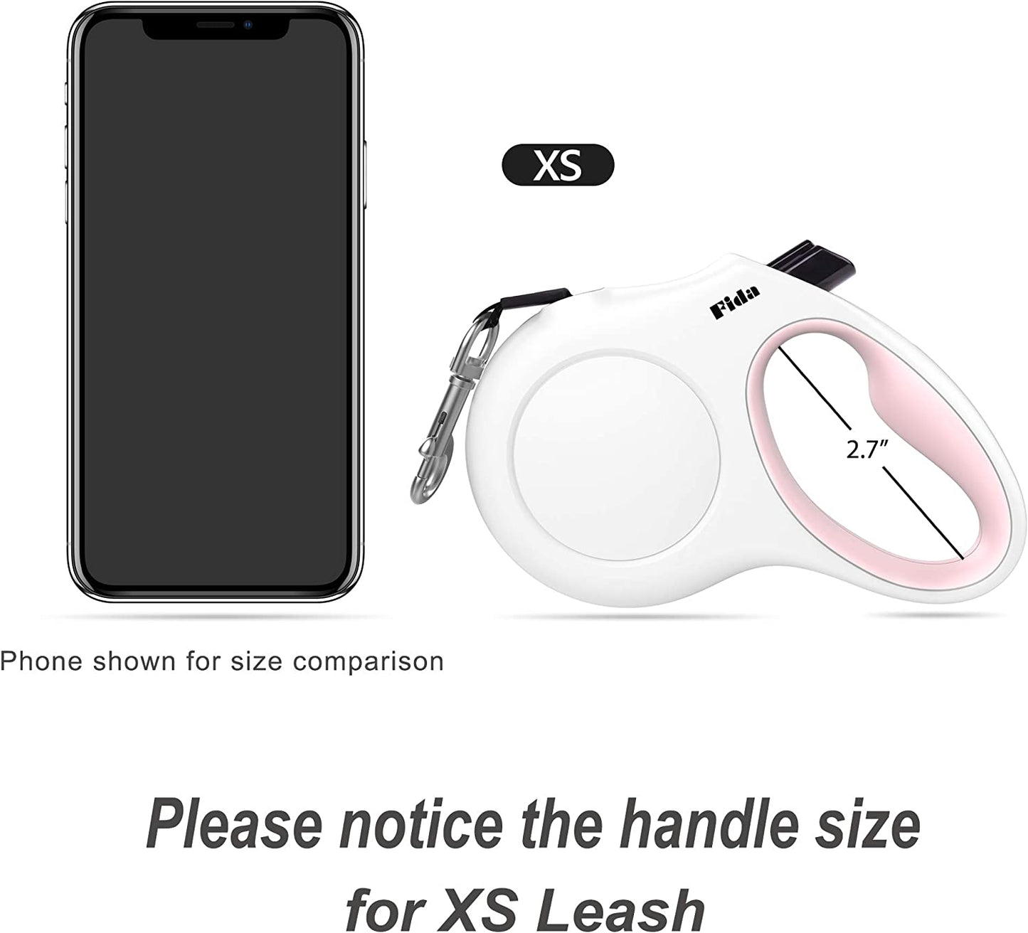 Retractable Dog Leash with Waste Bag Dispenser for Pets Up to 18 lbs, 10 ft Length, Anti-Slip Handle, Tangle-Free Design, and Reflective Nylon - White