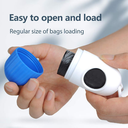 Retractable Dog Leash with Dispenser and Poop Bags, 16 Ft Pet Walking Leash for Large Dog up to 110 Lbs, Anti-Slip Handle, Tangle Free, Reflective Nylon Tape (L, Blue)