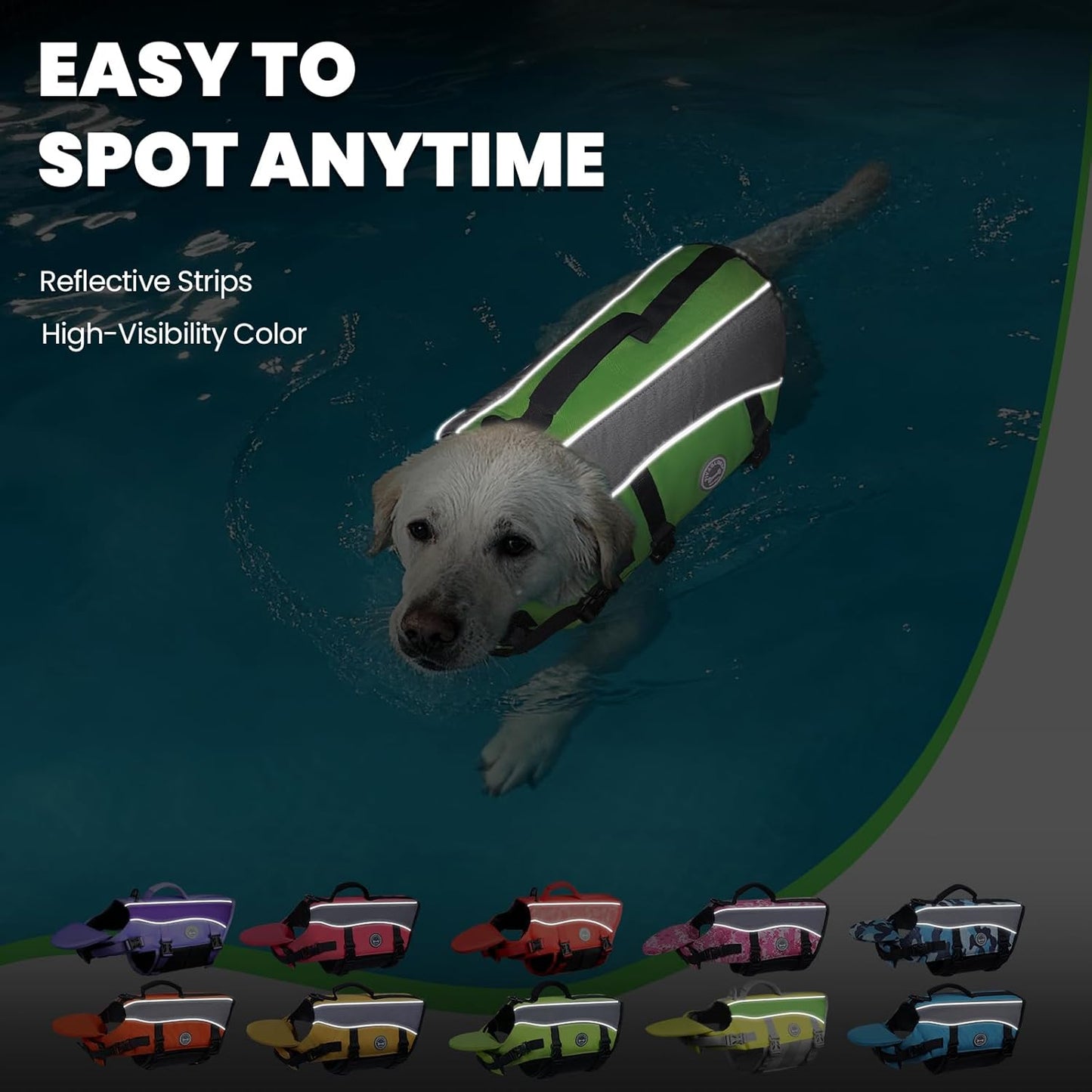 Front Float Dog Life Vest, Dog Life Jacket for Swimming & Boating, Swimming Vest with Chin Float & Handle, Ripstop & Buoyancy for Puppy Doggy, S, Bright Green