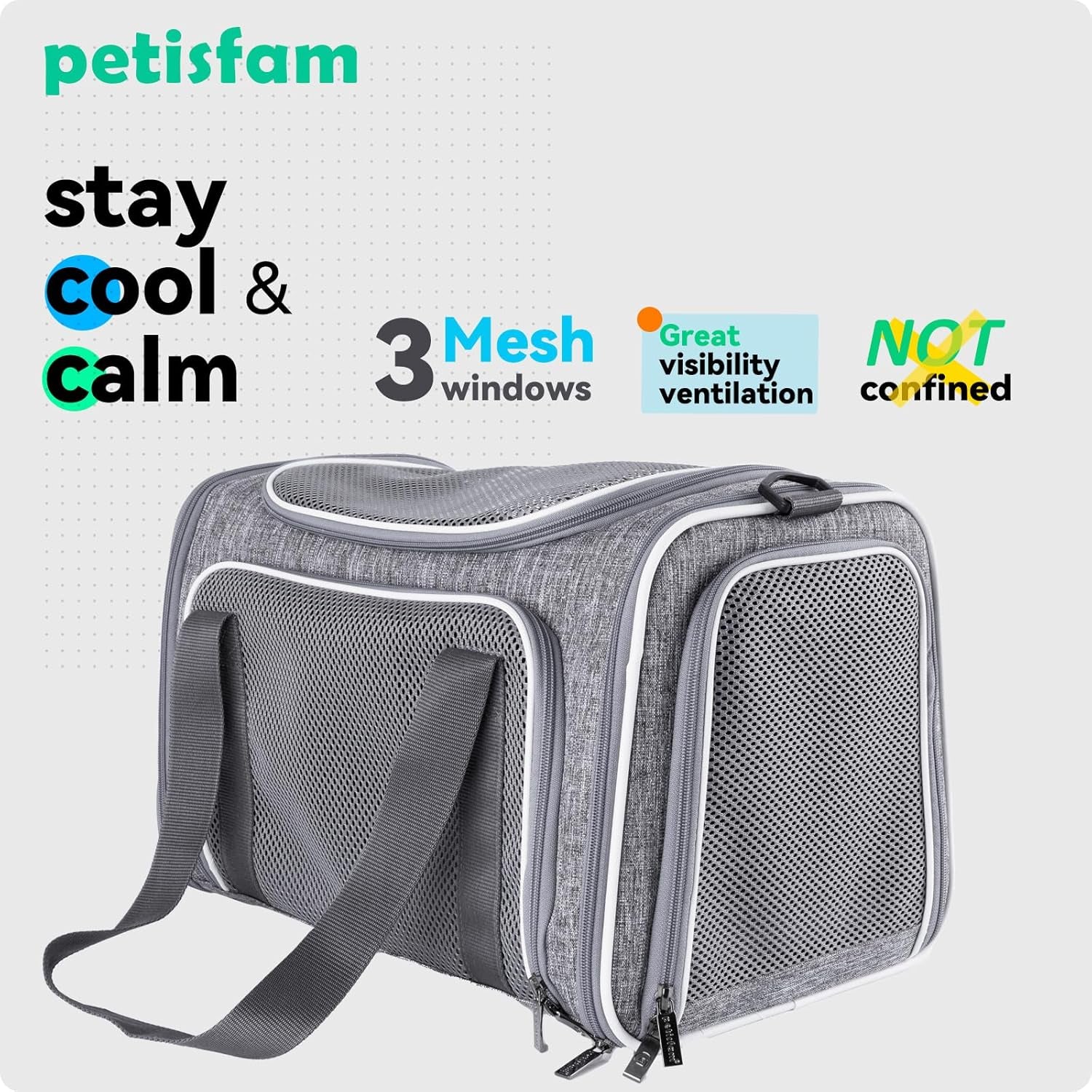 Top Load Cat Carrier Bag for Medium Cats and Small Dogs. Airline Approved, Collapsible, Escape Proof and Auto-Safe. Easy to Get Cat in and Make Vet Visit Less Stressful