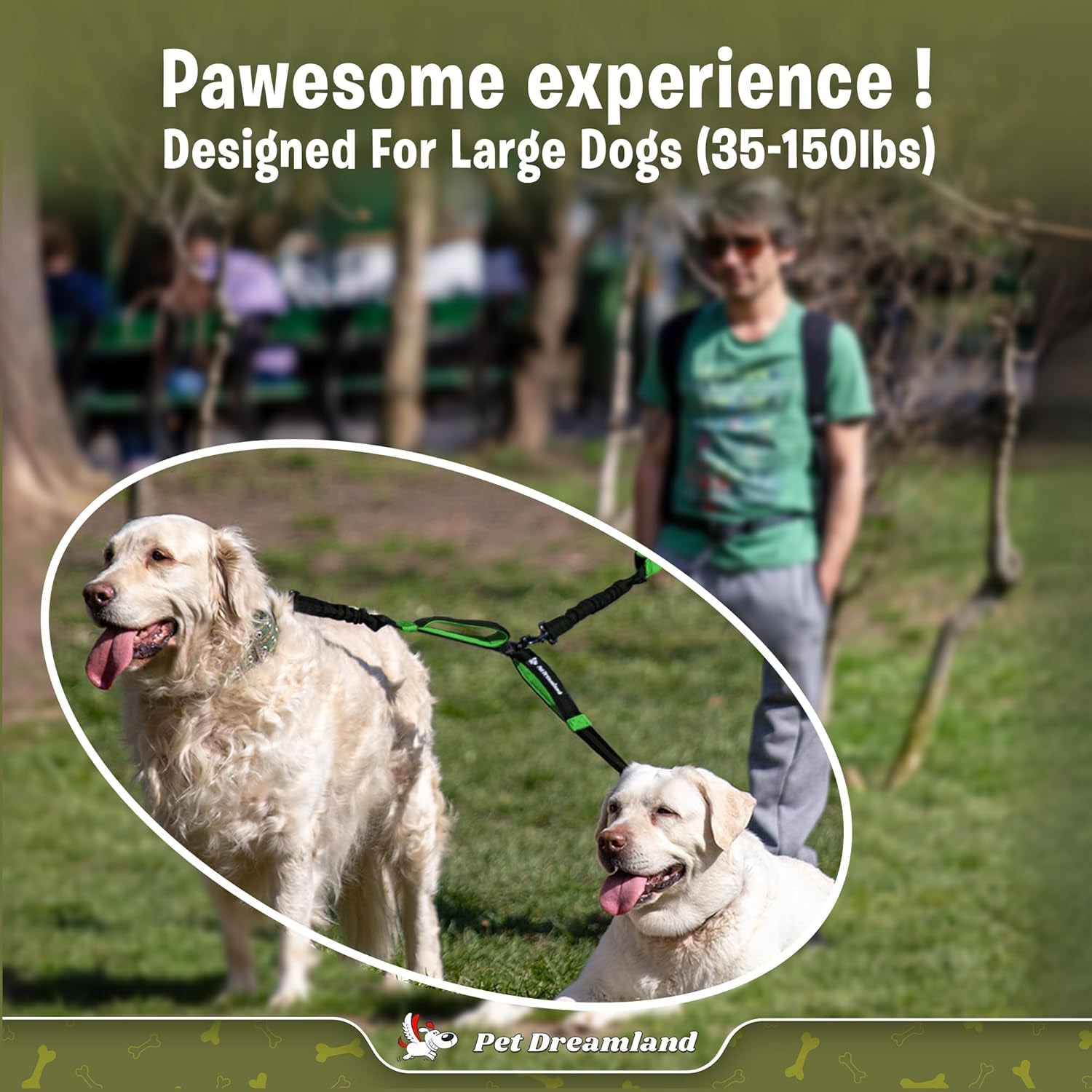 Exquisite Double Dog Leash Coupler with Tangle-Free Swivel. Premium & Versatile Attachment for Walking Two Dogs. You Will Absolutely Love This Amazing Dual Dog Coupler (Khaki & Orange)