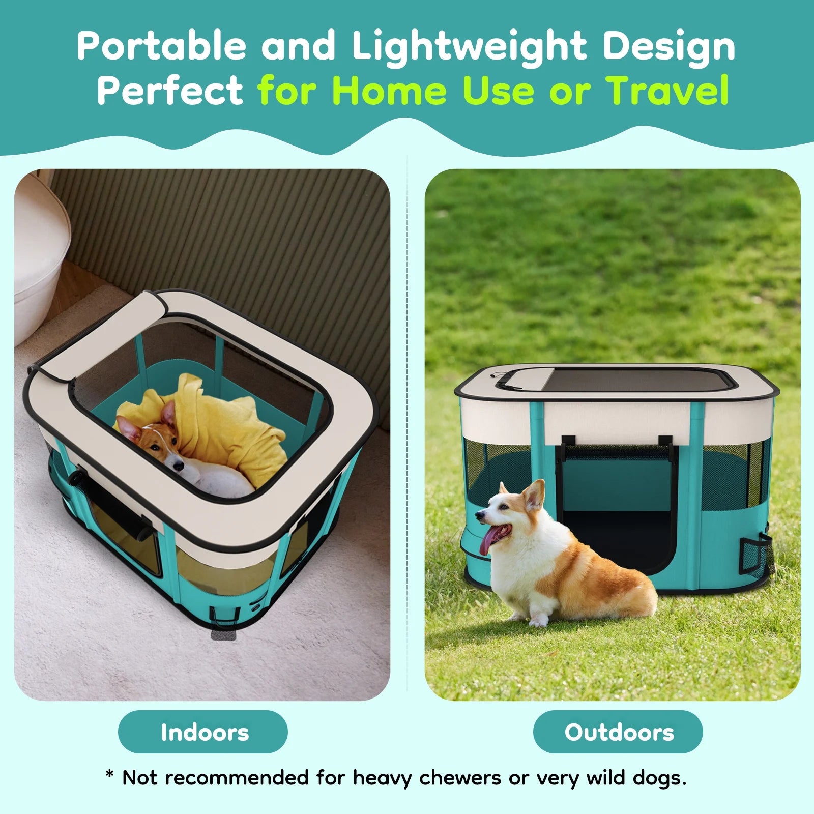 Foldable Portable Pet Playpen for Dogs and Cats - Versatile Exercise Kennel Tent with Removable Shade Cover for Indoor and Outdoor Use (Medium)