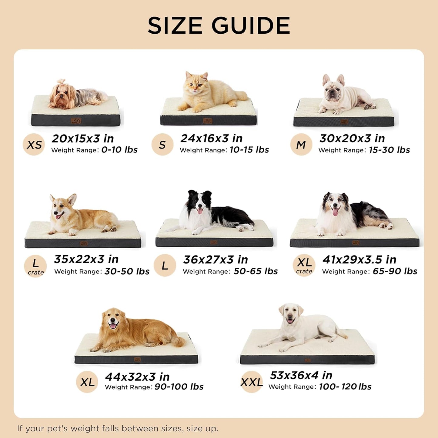 XL Dog Beds Large Sized Dog -Comfy Flat Extra Large Pet Beds with Removable Washable Cover, Orthopedic Egg Crate Foam Mat, Suitable for Pet up to 100 Lbs