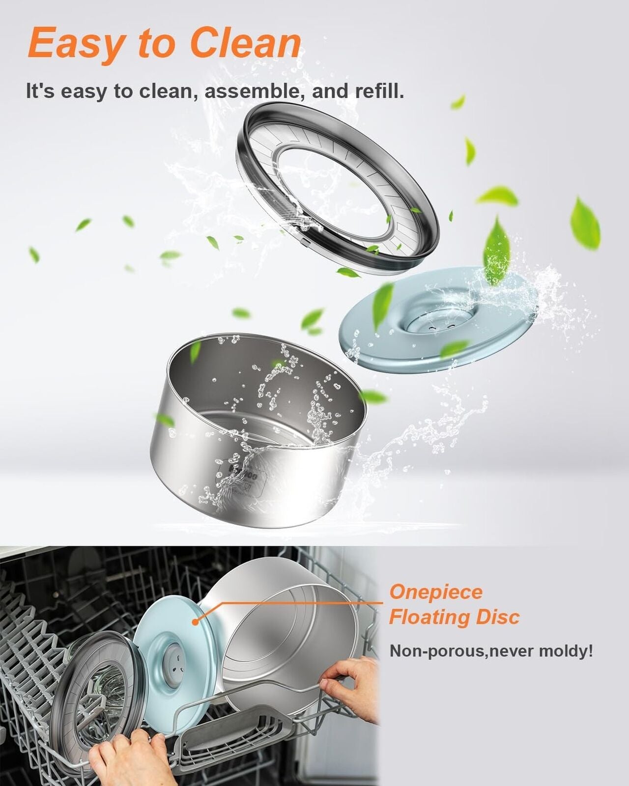 1Gallon Dog Water Bowl, 3.8L No Spill Water Bowl for Dogs, Stainless Steel Sp...