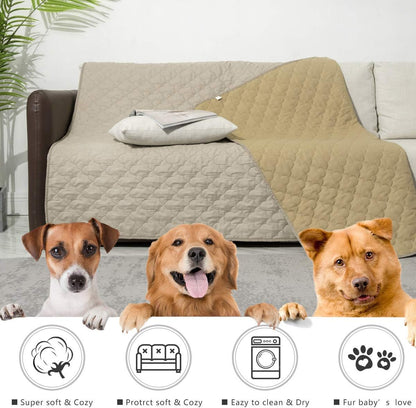 Dog Bed Cover Washable Pee Pads Dog Blankets for Puppy Large Dog Cat,Sofa Reversible Changing Pad Reusable 1 Piece（82"X102",Beige）