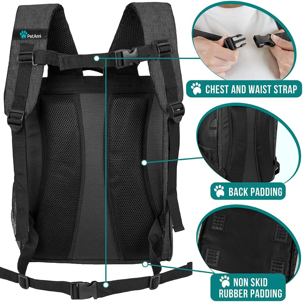 Dog Backpack Carrier for Small Large Cat, Pet, Puppy, Ventilated Pet Hiking Backpack Travel Bag, Airline Approved Cat Backpack Carrier, Camping Biking Dog Bag up to 18Lbs Pet, Charcoal
