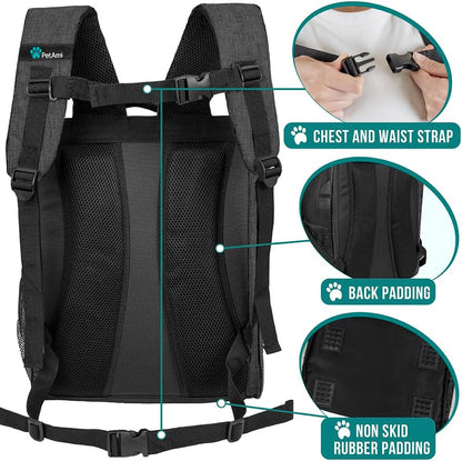Dog Backpack Carrier for Small Large Cat, Pet, Puppy, Ventilated Pet Hiking Backpack Travel Bag, Airline Approved Cat Backpack Carrier, Camping Biking Dog Bag up to 18Lbs Pet, Charcoal
