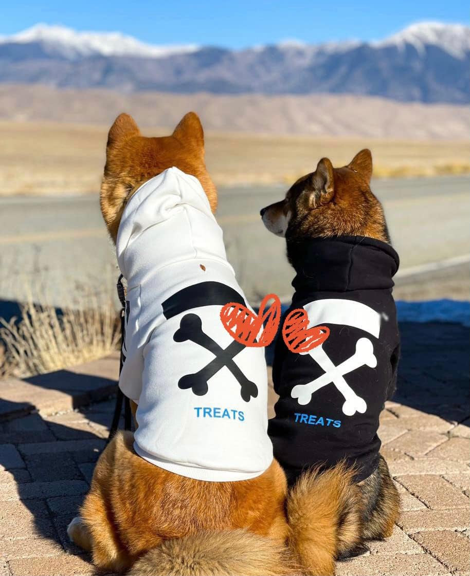 Stylish Dog Hoodie Dog Clothes Streetwear Cotton Sweatshirt Fashion Outfit for Dogs Cats Puppy Small Medium Large (S, Black)