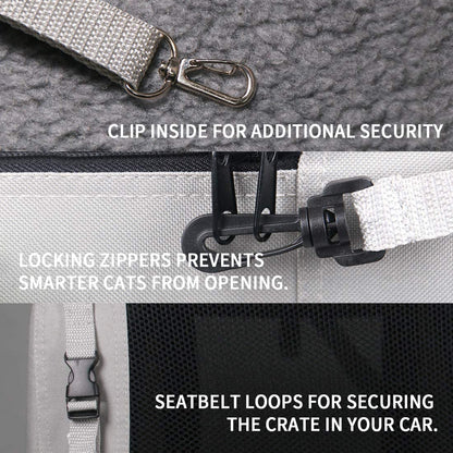 Extra Large Cat Carrier Soft Sided, Portable Small Dog Carrier for 2 Cats, 24"X16.5"X16" Car Travel Folding Comfortable Design with Bowl, Grey