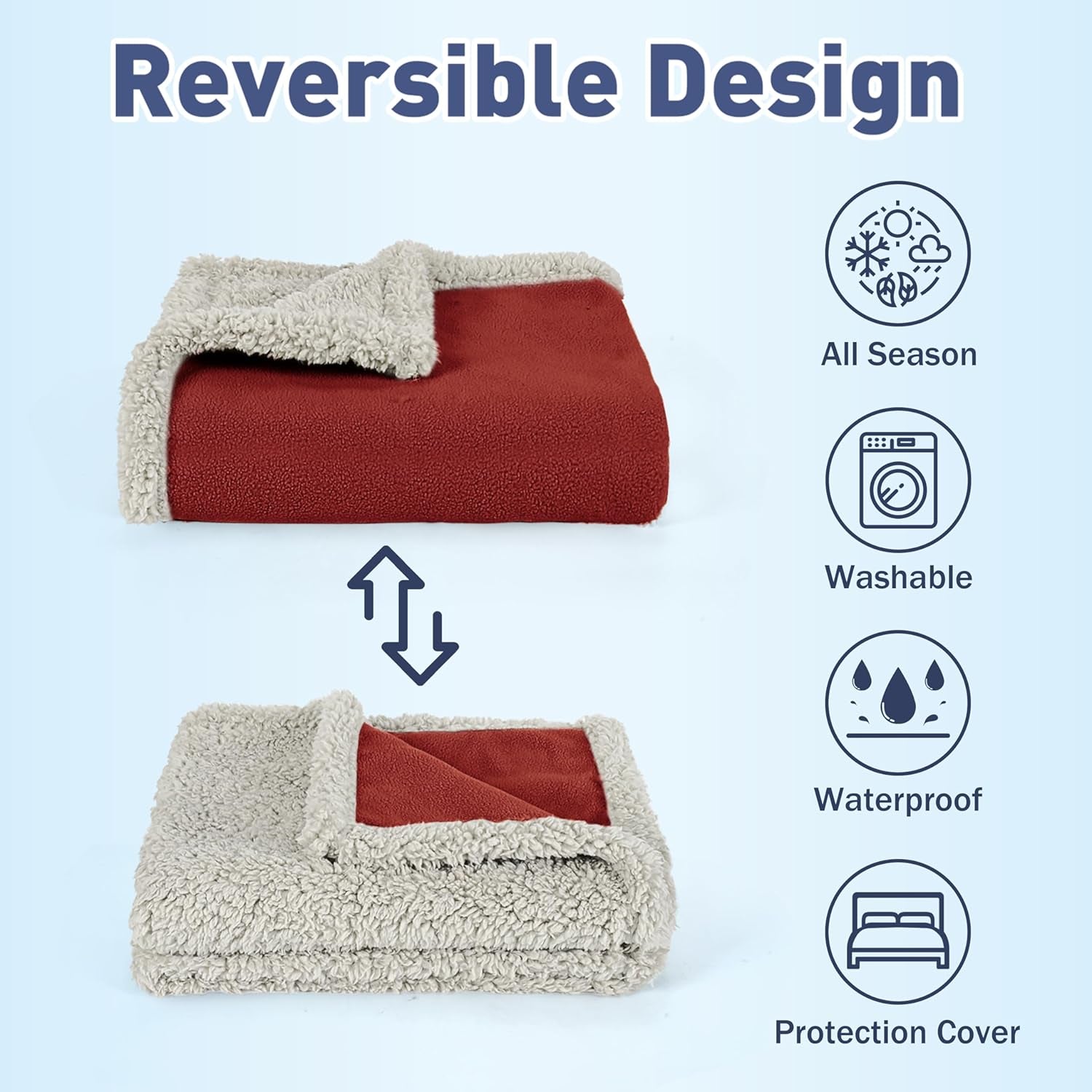 Reversible Waterproof Pet Blanket for Couches, Beds, and Sofas - Washable Furniture Protector for Large Dogs Against Fur, Dirt, and Accidents