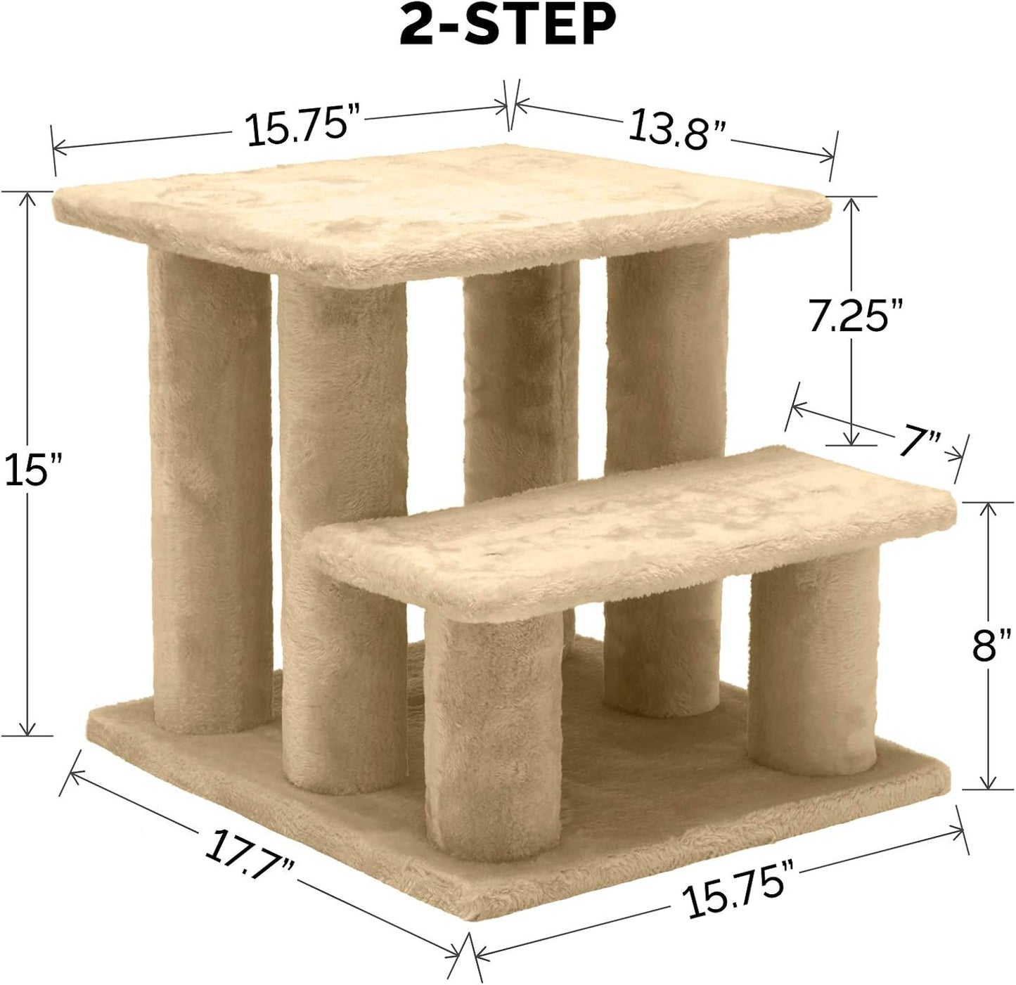 Steady Paws Multi-Step Pet Stairs for High Beds & Sofas - Cream, 3-Step