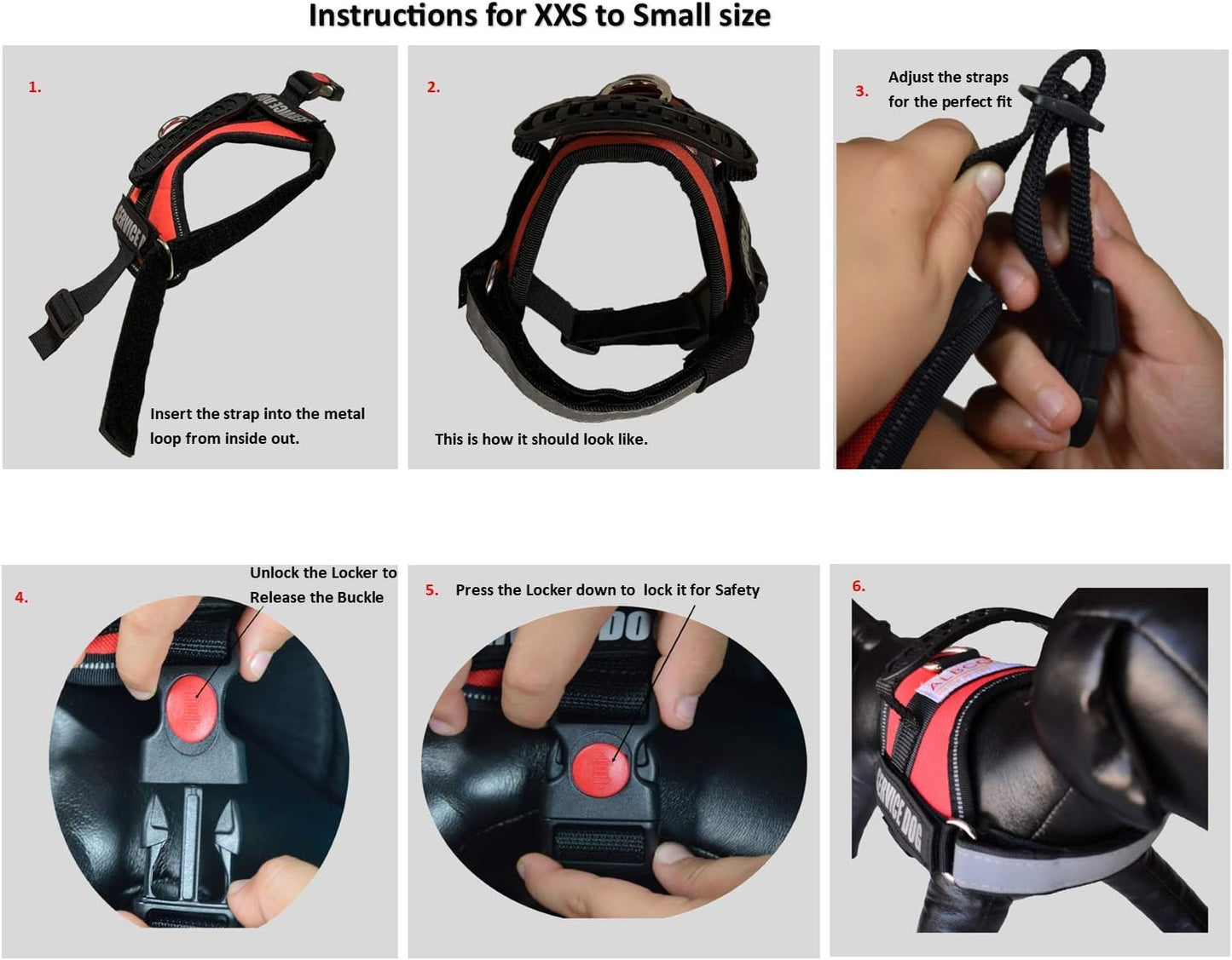 Reflective Therapy Dog Vest Harness, Woven Nylon, Adjustable Service Animal Jacket, with 2 Hook and Loop Therapy Dog Removable Patches. Red, Extra Small