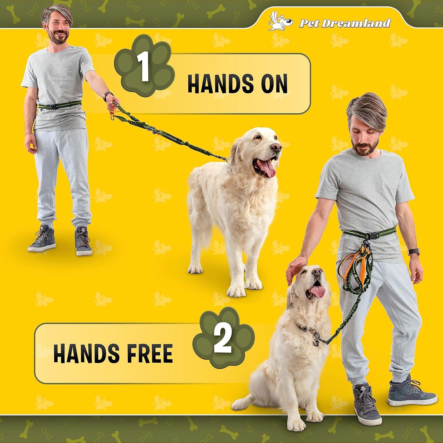 Exquisite Hands Free Leash for Large Dogs. Ultimate Comfort & Freedom for Running, Walking and Hiking. Premium Quality, Durable & Versatile Dog Walking Belt. Your Dog Will Love It.
