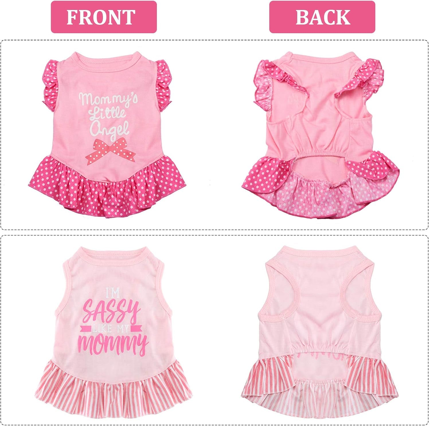 4 Pack Dog Dress Cute Pink Dog Clothes Skirt Girl Pet Princess Dress Puppy Summer Apparel Clothes Skirt Shirt with Ruffles Apparel for Small Puppy Cats Pet(M)