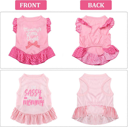 4 Pack Dog Dress Cute Pink Dog Clothes Skirt Girl Pet Princess Dress Puppy Summer Apparel Clothes Skirt Shirt with Ruffles Apparel for Small Puppy Cats Pet(M)