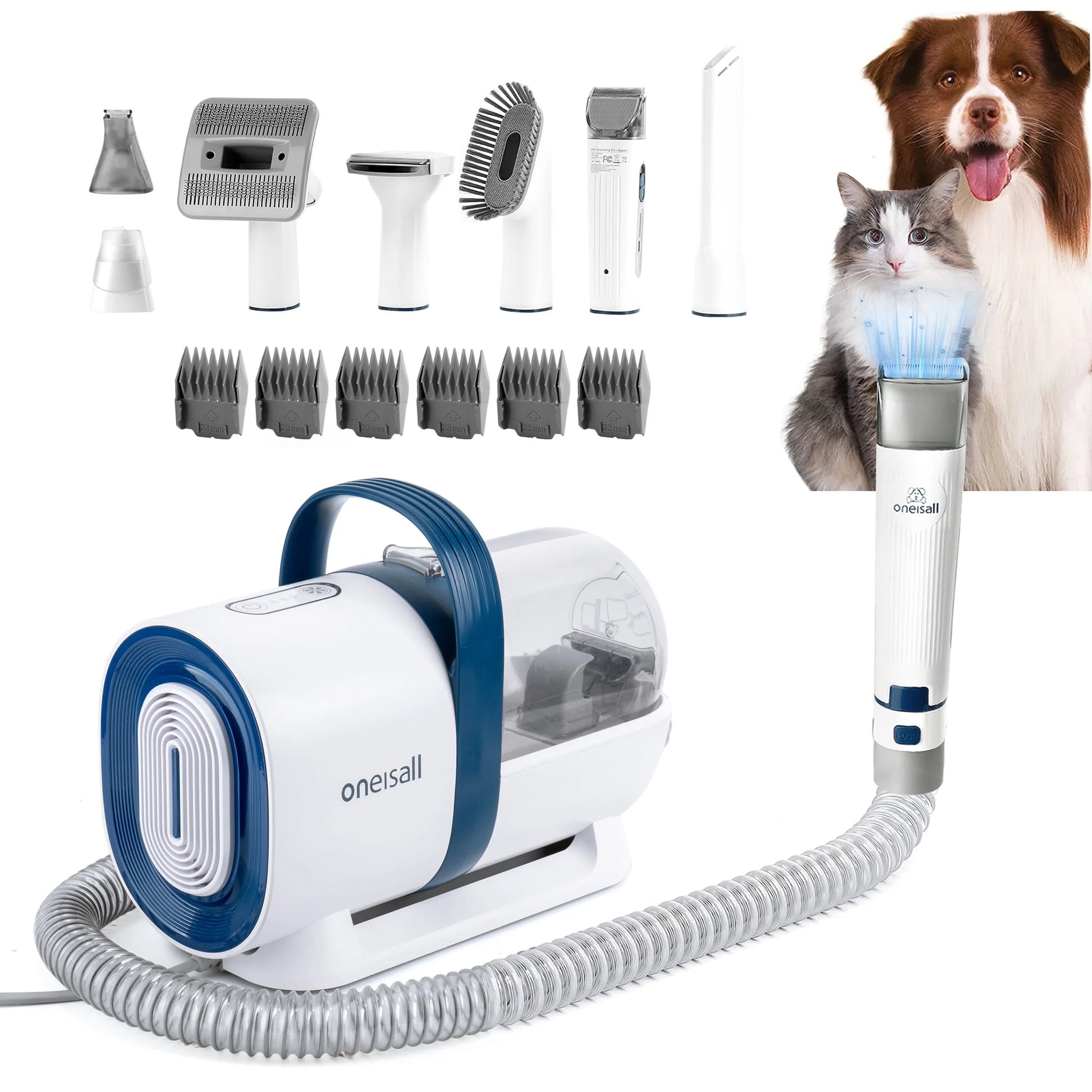 7 in 1 Dog Grooming Kit, Low Noise Pet Grooming Vacuum with 1.5 L Dust Cup, Dog Vacuum for Shedding Grooming, with 7 Professional Grooming Tools for Dogs Cats Pet Hair & Home Car Cleaning