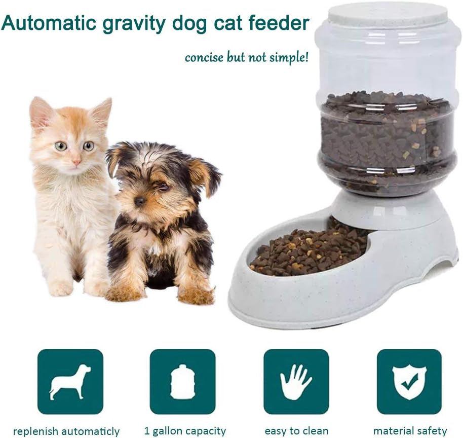 Automatic Pet Feeder with 1-Gallon Capacity for Cats and Small Dogs - Durable Gravity Food Dispenser