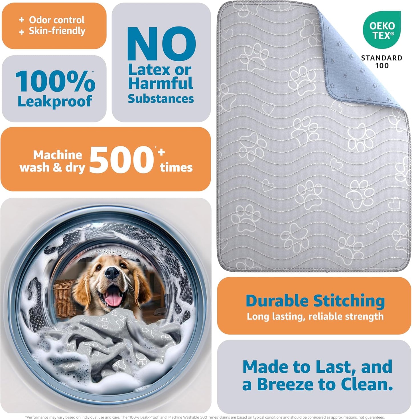® Reusable Puppy Pad – Waterproof, Extra-Absorbent, Washable Pee Pad for Dog Training, Whelping, & More – Protect Your Floors & Pet with Quick-Drying Potty Pad (Paws & Hearts, Medium 36"X41")