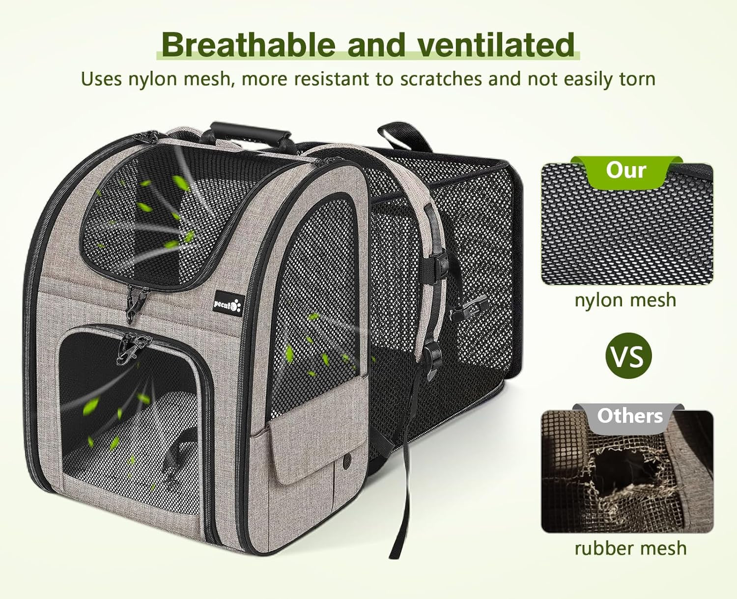 Pet Carrier Backpack, Dog Carrier Backpack, Expandable with Breathable Mesh for Small Dogs Cats Puppies, Pet Backpack Bag for Hiking Travel Camping Outdoor Hold Pets up to 17 Lbs