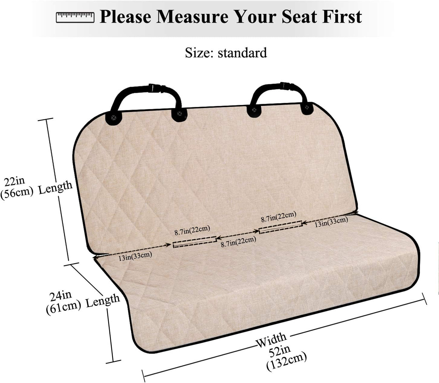 Dog Seat Covers, Dog Backseat Cover Pet Bench Protectors with Anti-Slip Backing, Back Seats Cover Rear Seat Covers Car Seat Cover for Dogs, Heather Khaki, 46" L * 52" W