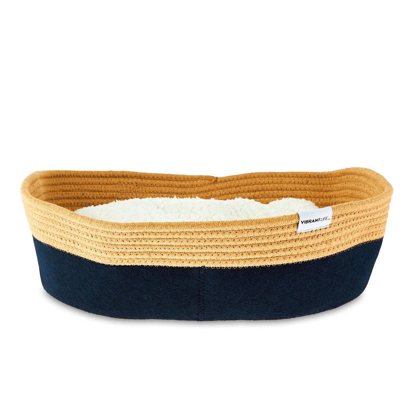 19-Inch Oval Multicolored Woven Felt Rope Cat Bed with Catnip