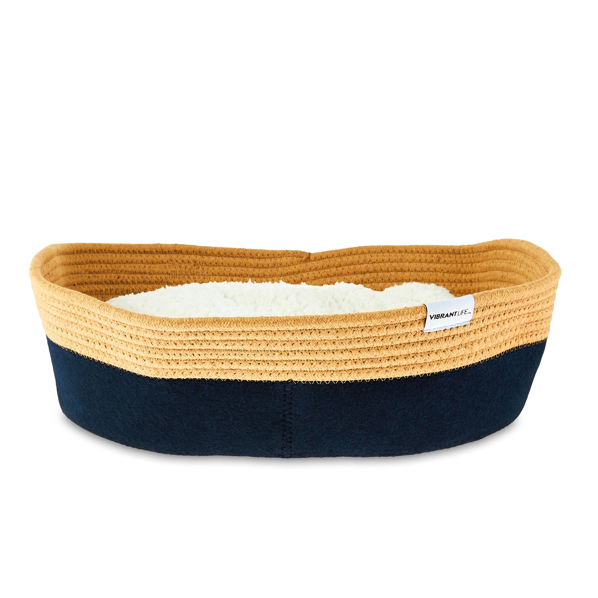 19-Inch Oval Multicolored Woven Felt Rope Cat Bed with Catnip