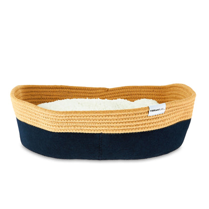 19-Inch Oval Multicolored Woven Felt Rope Cat Bed with Catnip