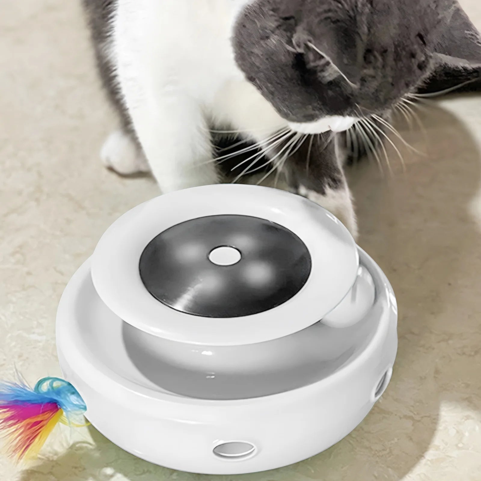 2-In-1 Interactive Cat Toys for Indoor Cats - Motion-Activated Balls and Mice with Feathers, Includes USB Charging and Batteries