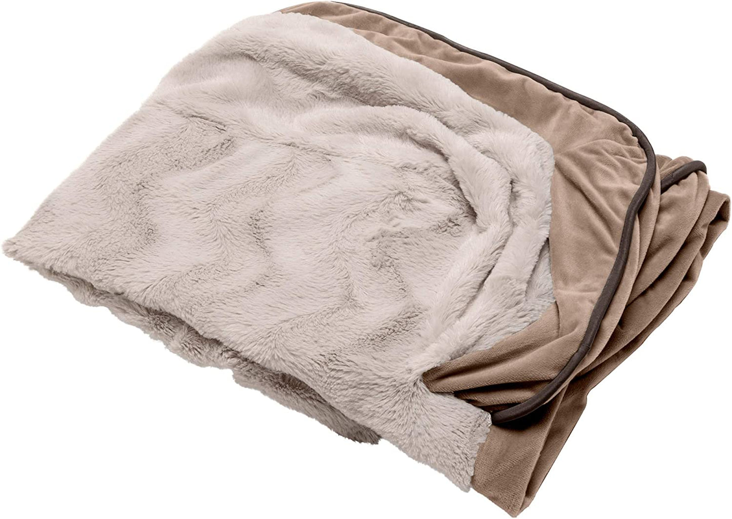 Large Dog Bed Cover Replacement in Plush Velvet Waves - Machine Washable, Brownstone