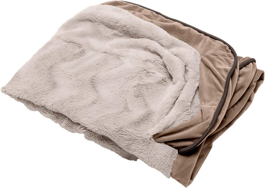 Large Dog Bed Cover Replacement in Plush Velvet Waves - Machine Washable, Brownstone