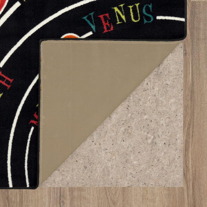 Playroom Kids Area Rug, Solar System Black (3'9" X 5')