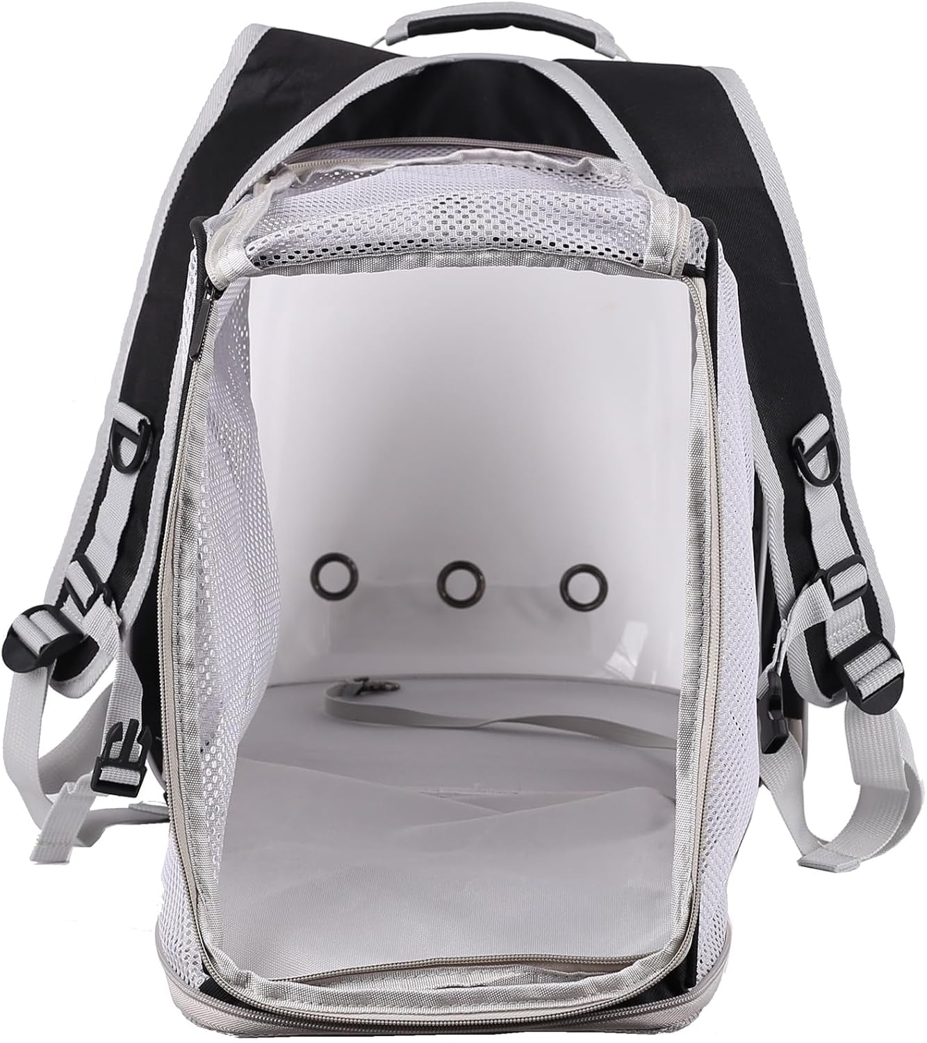Dual Extension Pet Backpack Carrier for Large Cat and Small Puppy up to 20 Pounds, Clear Space Capsule Astronaut Transparent Bubble Window Pet Vet Travel Visit Bag