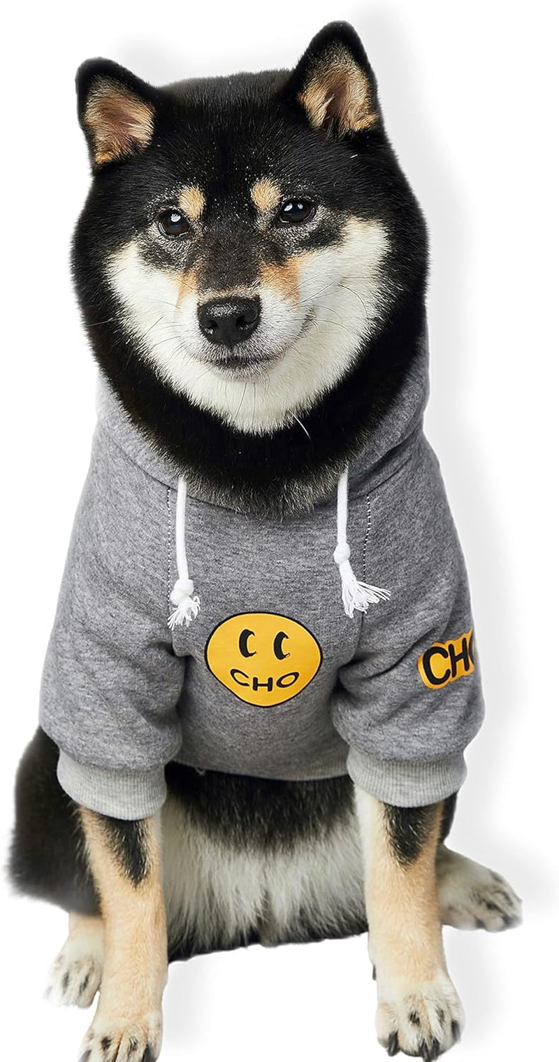 Smiley Dog Hoodie Stylish Dog Clothes Smiley Face Sweater Cotton Sweatshirt Fashion Outfit for Dogs Cats Puppy Small Medium Large (X-Large, Grey)