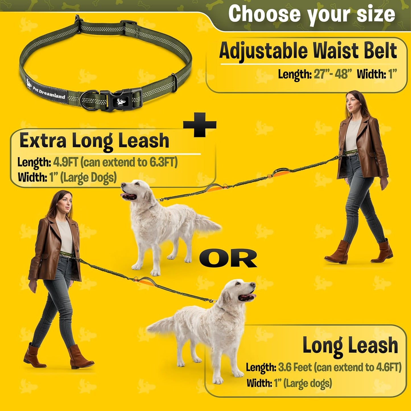 Exquisite Hands Free Leash for Large Dogs. Ultimate Comfort & Freedom for Running, Walking and Hiking. Premium Quality, Durable & Versatile Dog Walking Belt. Your Dog Will Love It.
