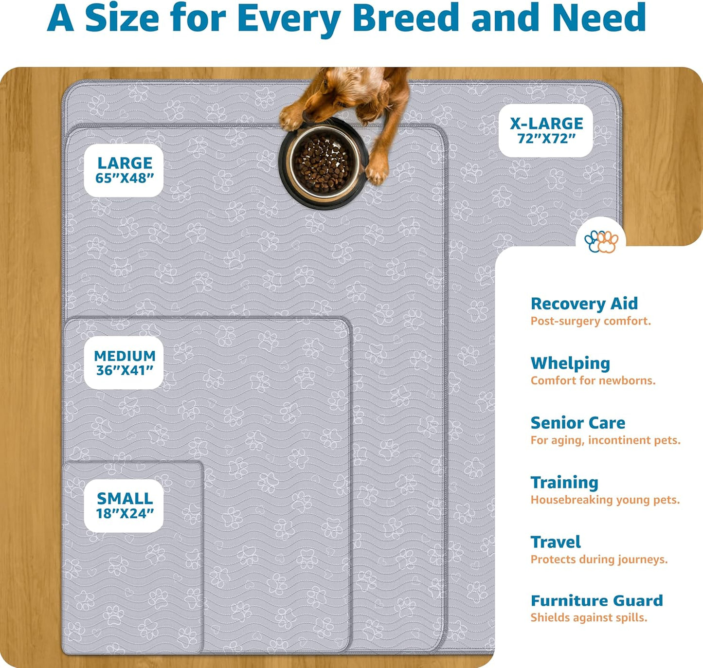 ® Reusable Puppy Pad – Waterproof, Extra-Absorbent, Washable Pee Pad for Dog Training, Whelping, & More – Protect Your Floors & Pet with Quick-Drying Potty Pad (Paws & Hearts, Medium 36"X41")