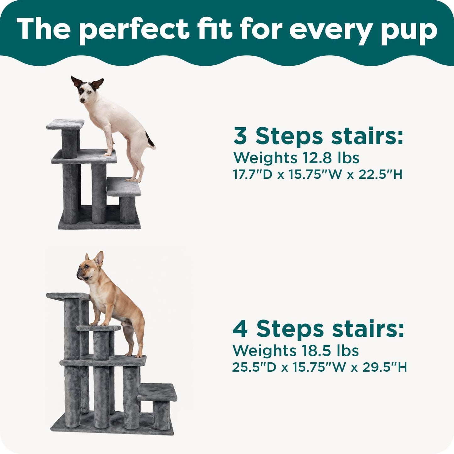 Steady Paws Multi-Step Pet Stairs for High Beds & Sofas - Brown, 4-Step