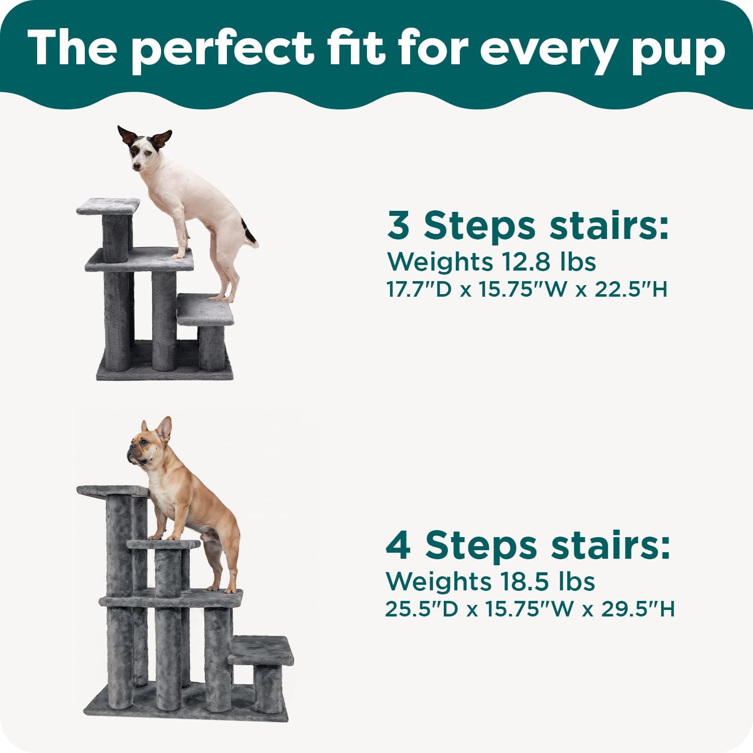 Steady Paws Multi-Step Pet Stairs for High Beds & Sofas - Brown, 4-Step